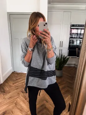 Pinstripe Detailed Jersey Hoodie