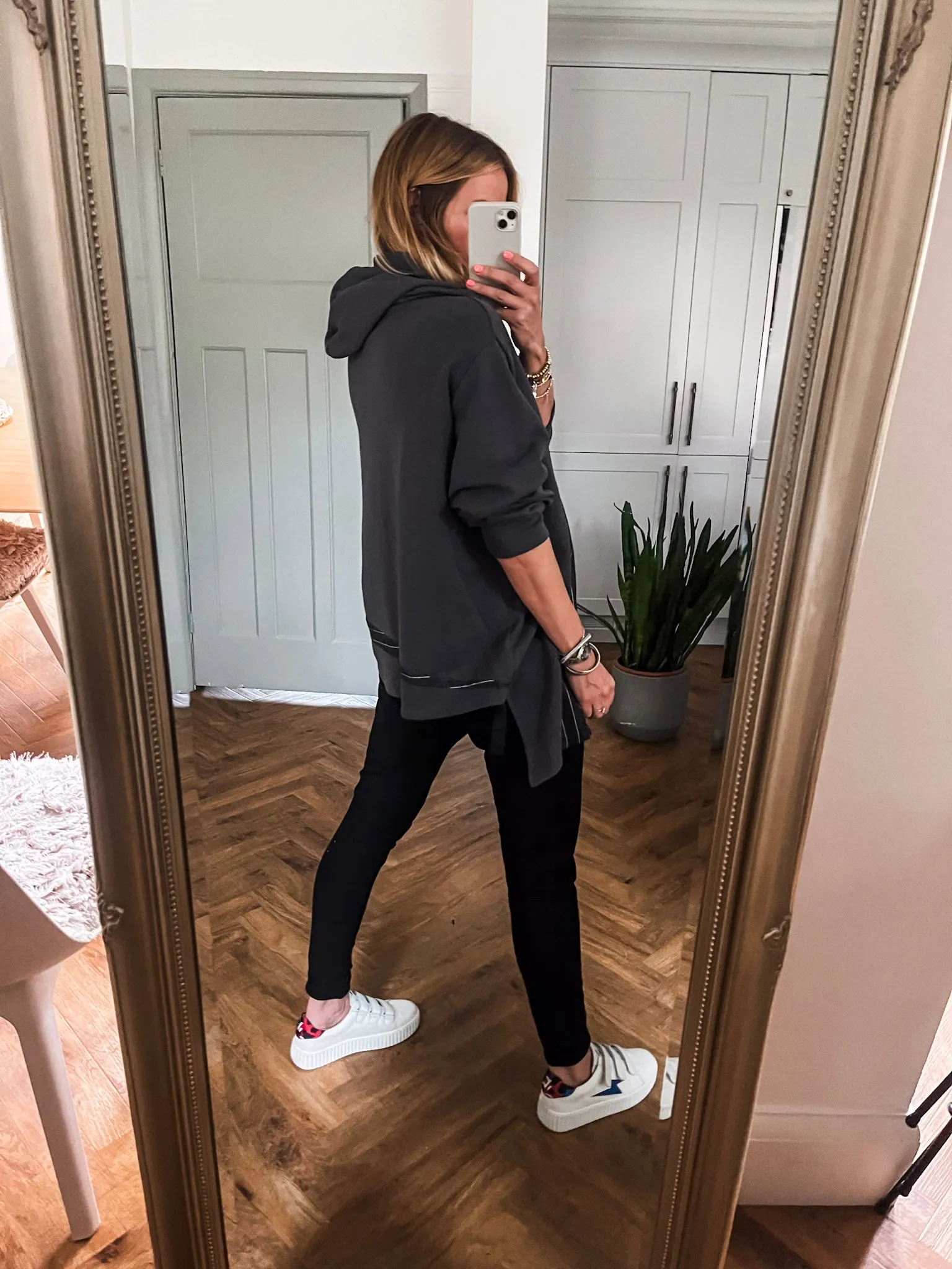 Pinstripe Detailed Jersey Hoodie