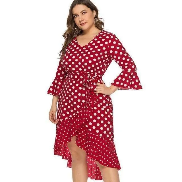 Plus Size Dot Dress For Women 4XL 5XL 6XL
