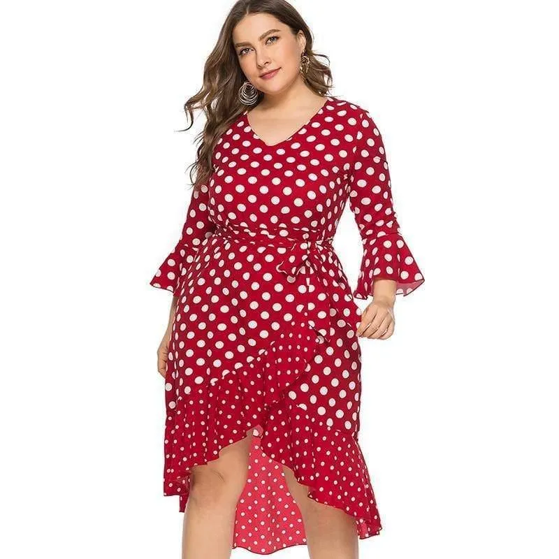Plus Size Dot Dress For Women 4XL 5XL 6XL