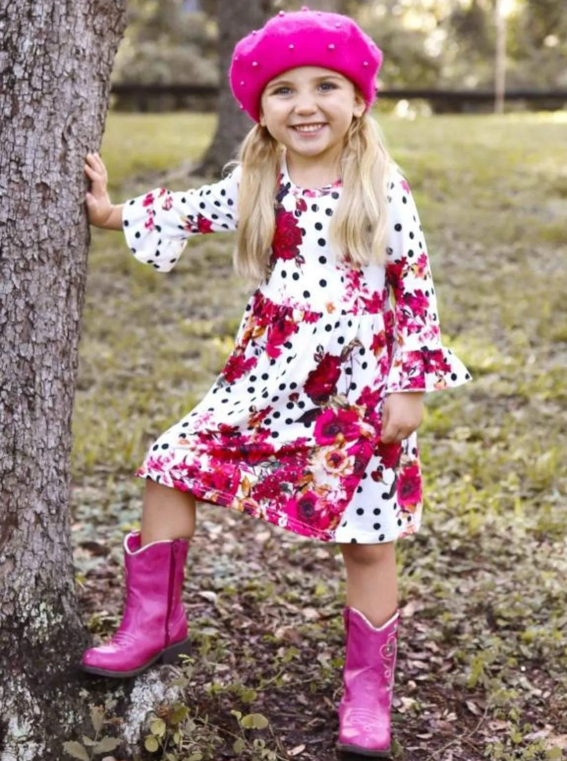 Polka Dot Floral Obsession A-Line Dress