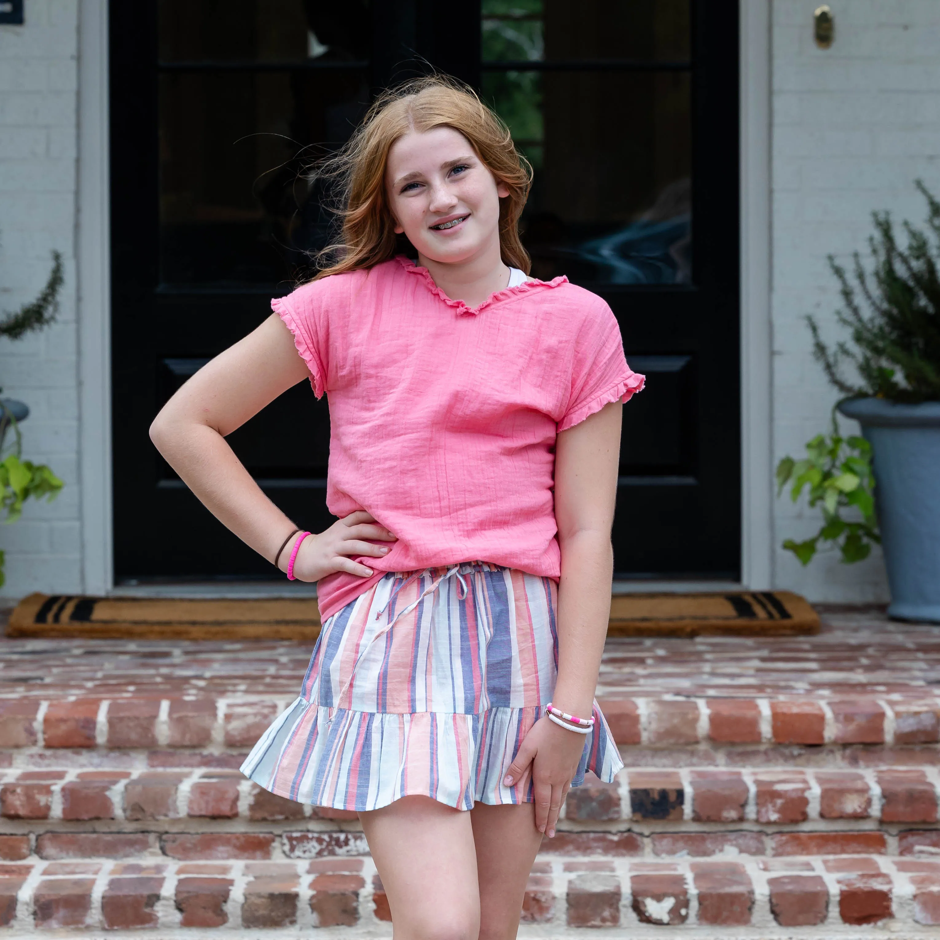 Polly Gauze Top - Peony