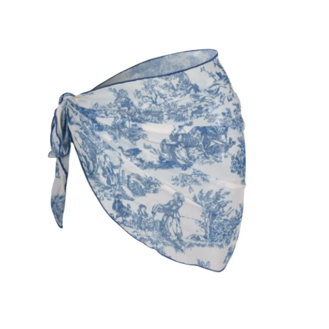 Printed Bikini Three Piece Gauze Skirt Split Sexy Vacation Bikini Swimsuit