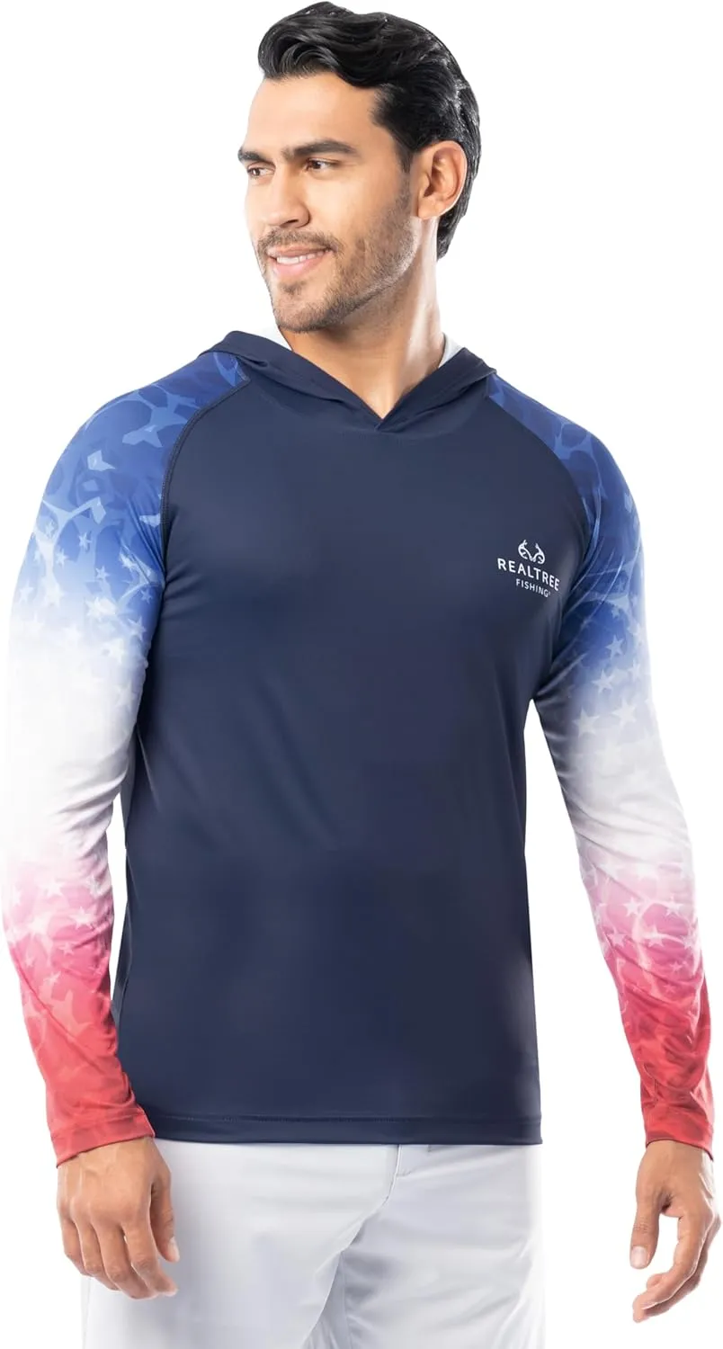 Realtree Men's Long Sleeve Patriotic Performance Fishing Hoodie