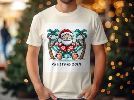 Relaxing Santa in Hammock Christmas 2024 Holiday T-Shirts