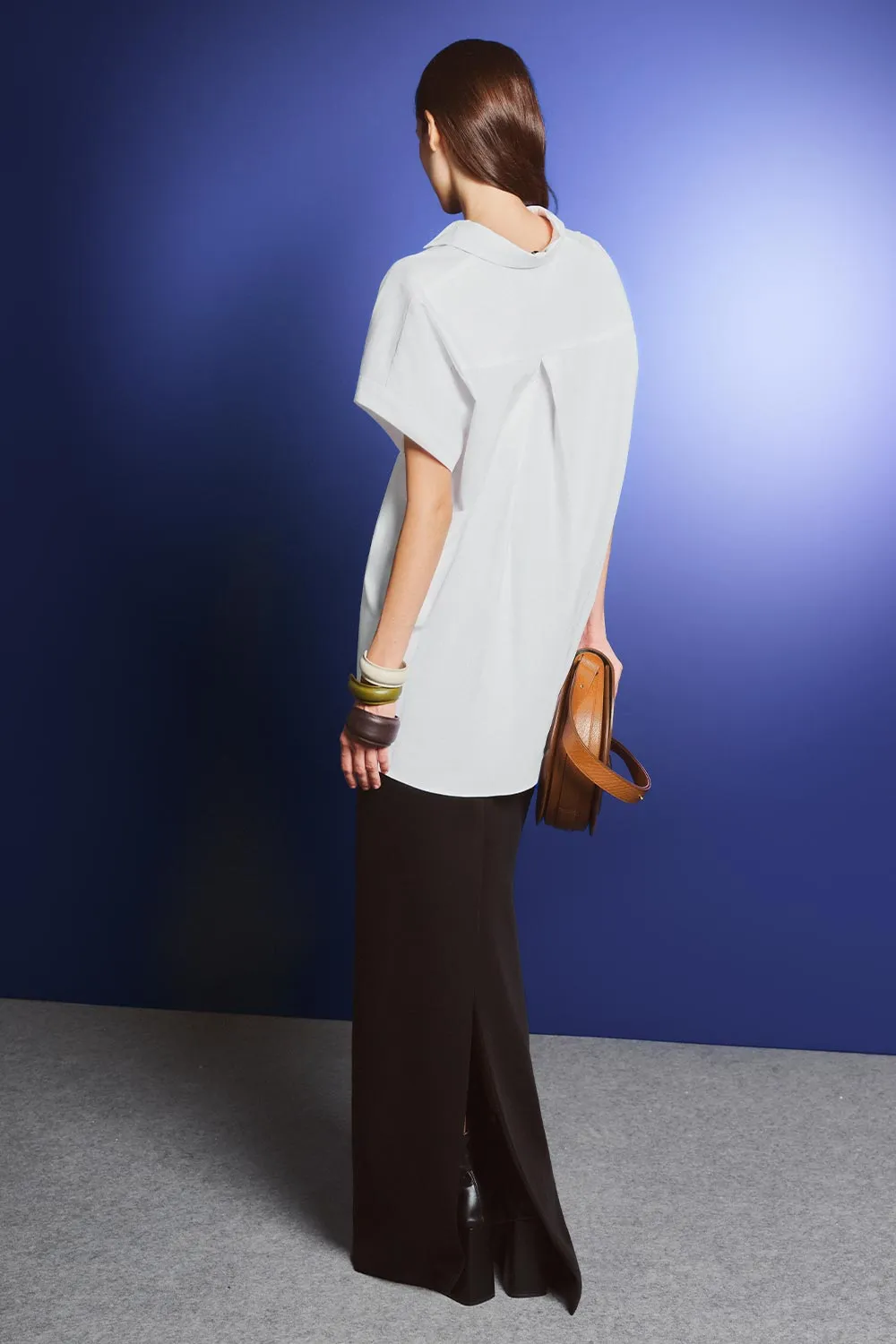 Russell Trumpet Back Slit Polyester Floor Length Skirt