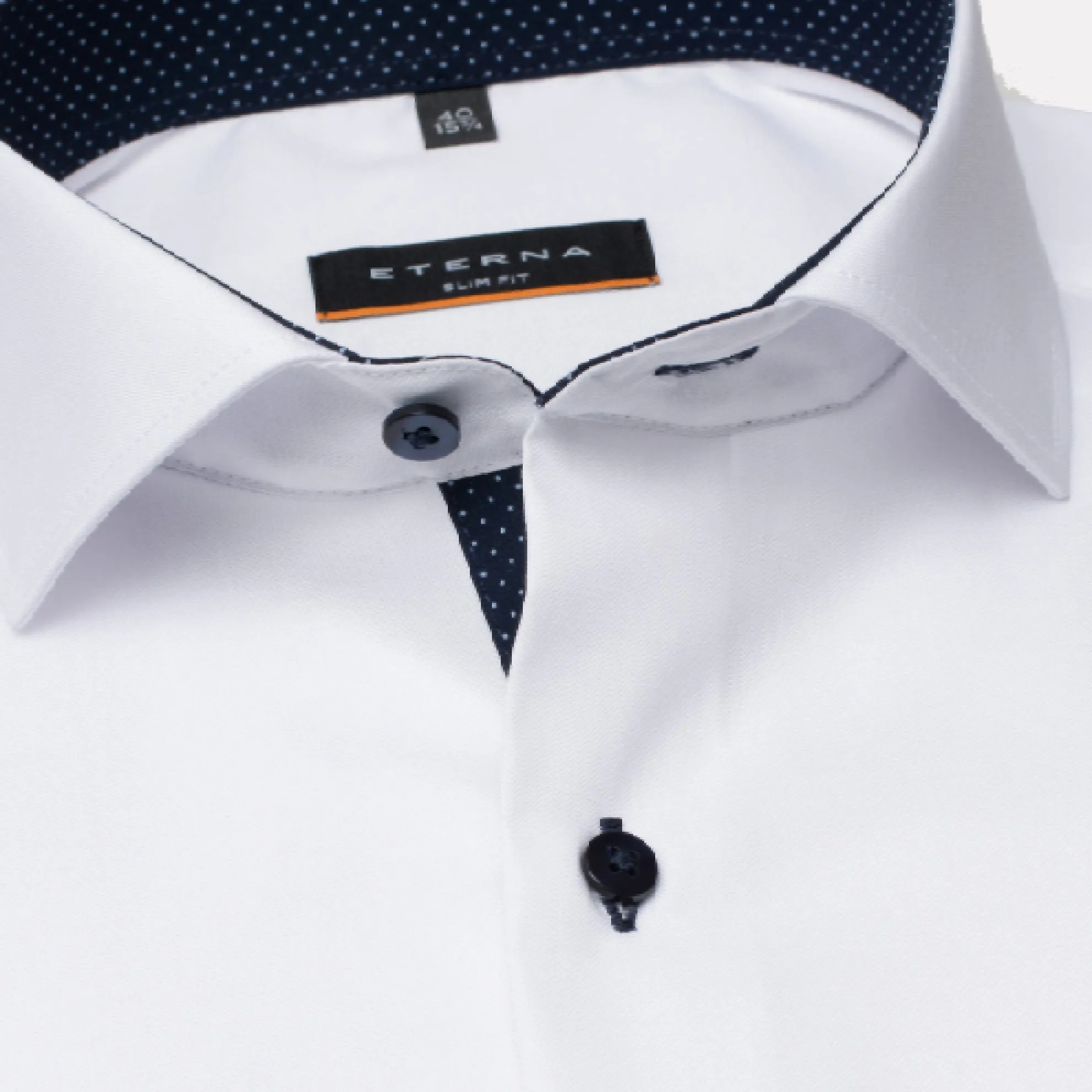 Slim Fit Cutaway Collar Shirt with Contrast Details / White