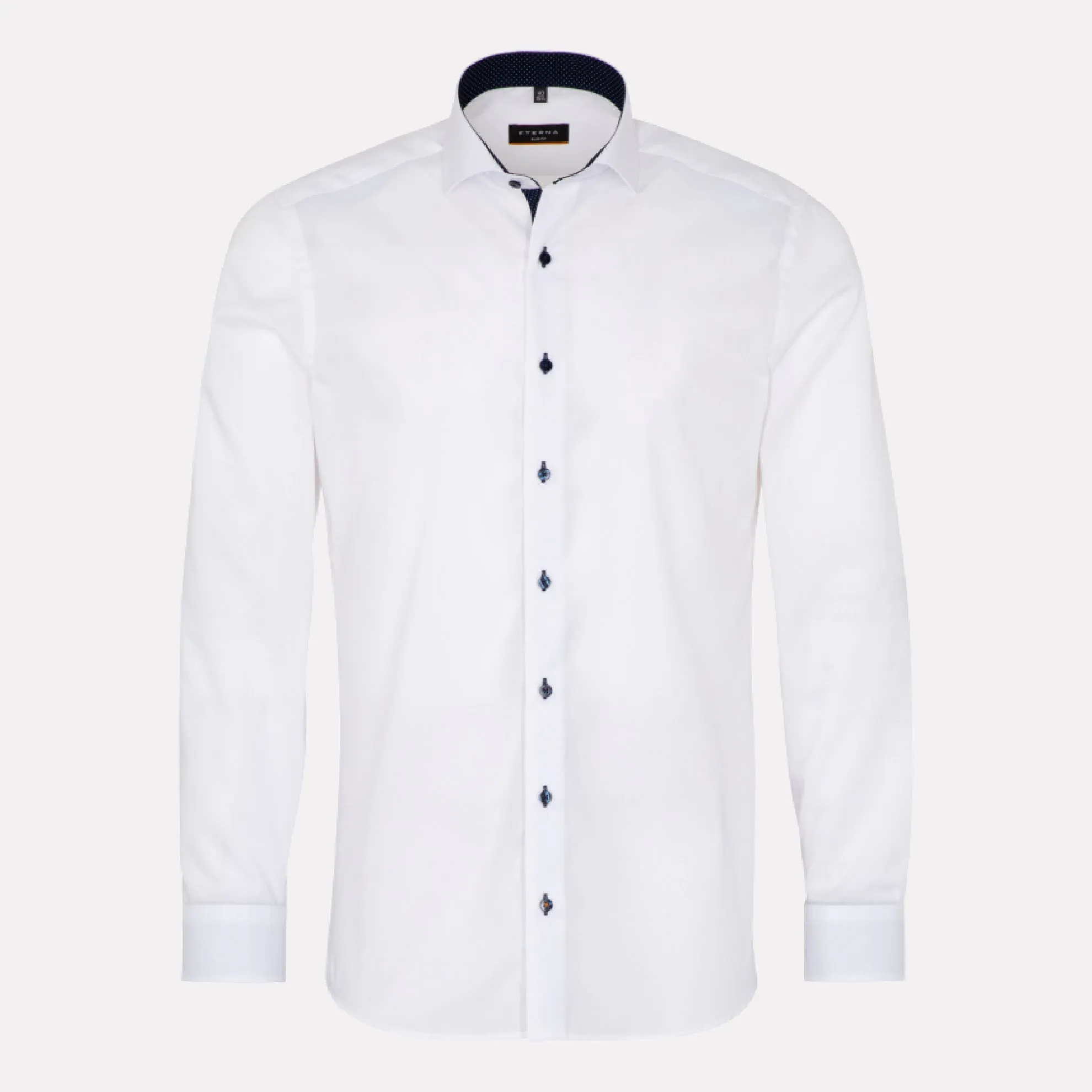 Slim Fit Cutaway Collar Shirt with Contrast Details / White