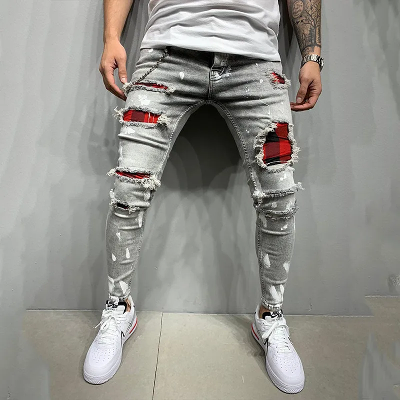 Slim-fit ripped jeans