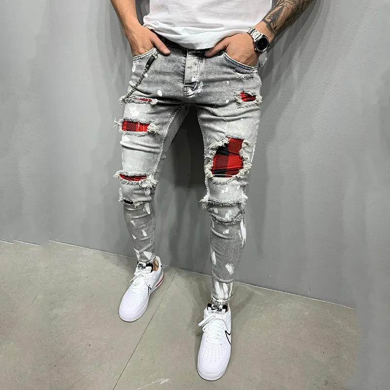 Slim-fit ripped jeans