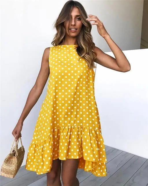 Spring Summer Street Sexy Casual Slim Thin Polka Dot Dress