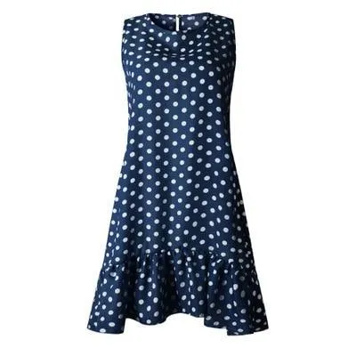 Spring Summer Street Sexy Casual Slim Thin Polka Dot Dress
