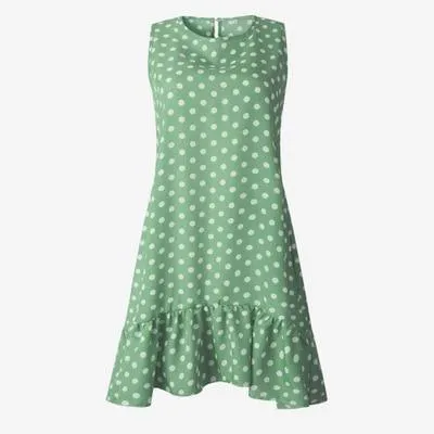 Spring Summer Street Sexy Casual Slim Thin Polka Dot Dress