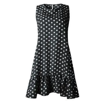Spring Summer Street Sexy Casual Slim Thin Polka Dot Dress