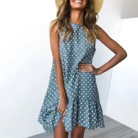 Spring Summer Street Sexy Casual Slim Thin Polka Dot Dress