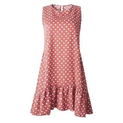 Spring Summer Street Sexy Casual Slim Thin Polka Dot Dress