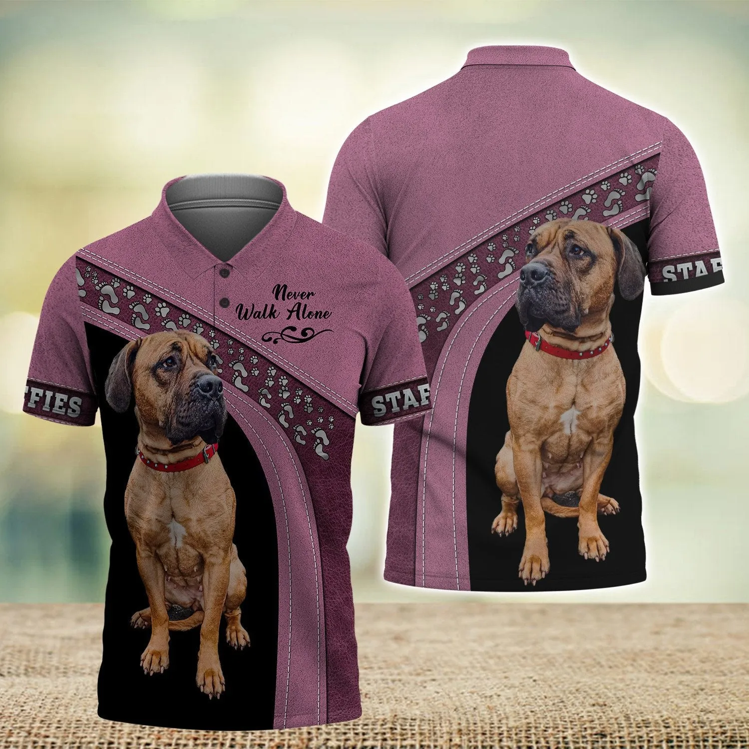 Staffies Love Never Walk Alone Love 3D Full Print Shirts, Shirt For Dog Lovers, Dog Memorial Gifts for loss of Dog