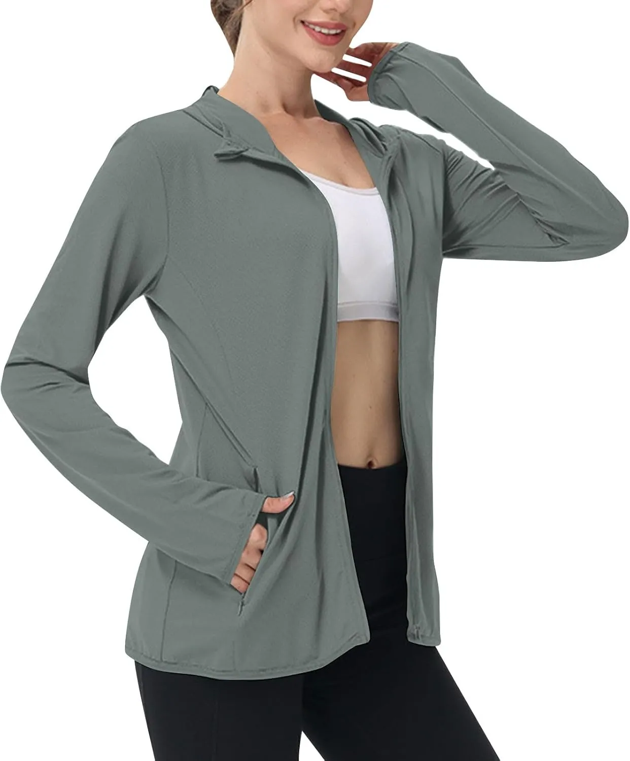 Sun Protection Shirts for Women UPF 50  SPF UV Long Sleeve Zip Up Hoodies Summer Outdoor Hiking Cooling Athletic Jackets