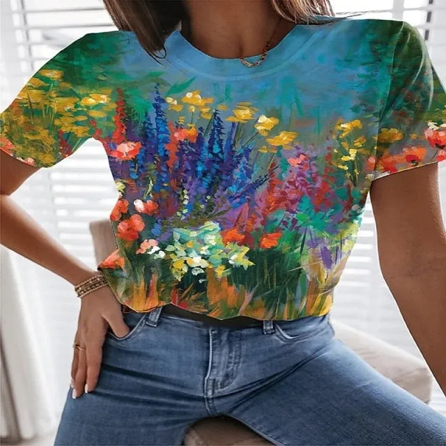 Sweet Printed Spandex Poly T-Shirt