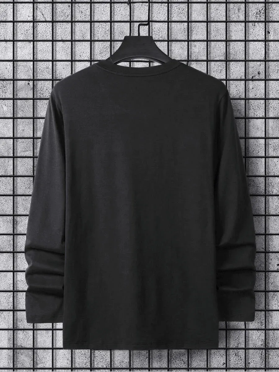 SXV 'Los Angeles writing’ Printed Aesthetic Drop Shoulder Long sleeves Oversized Baggy T-shirt
