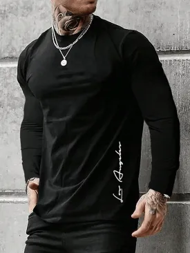 SXV 'Los Angeles writing’ Printed Aesthetic Drop Shoulder Long sleeves Oversized Baggy T-shirt