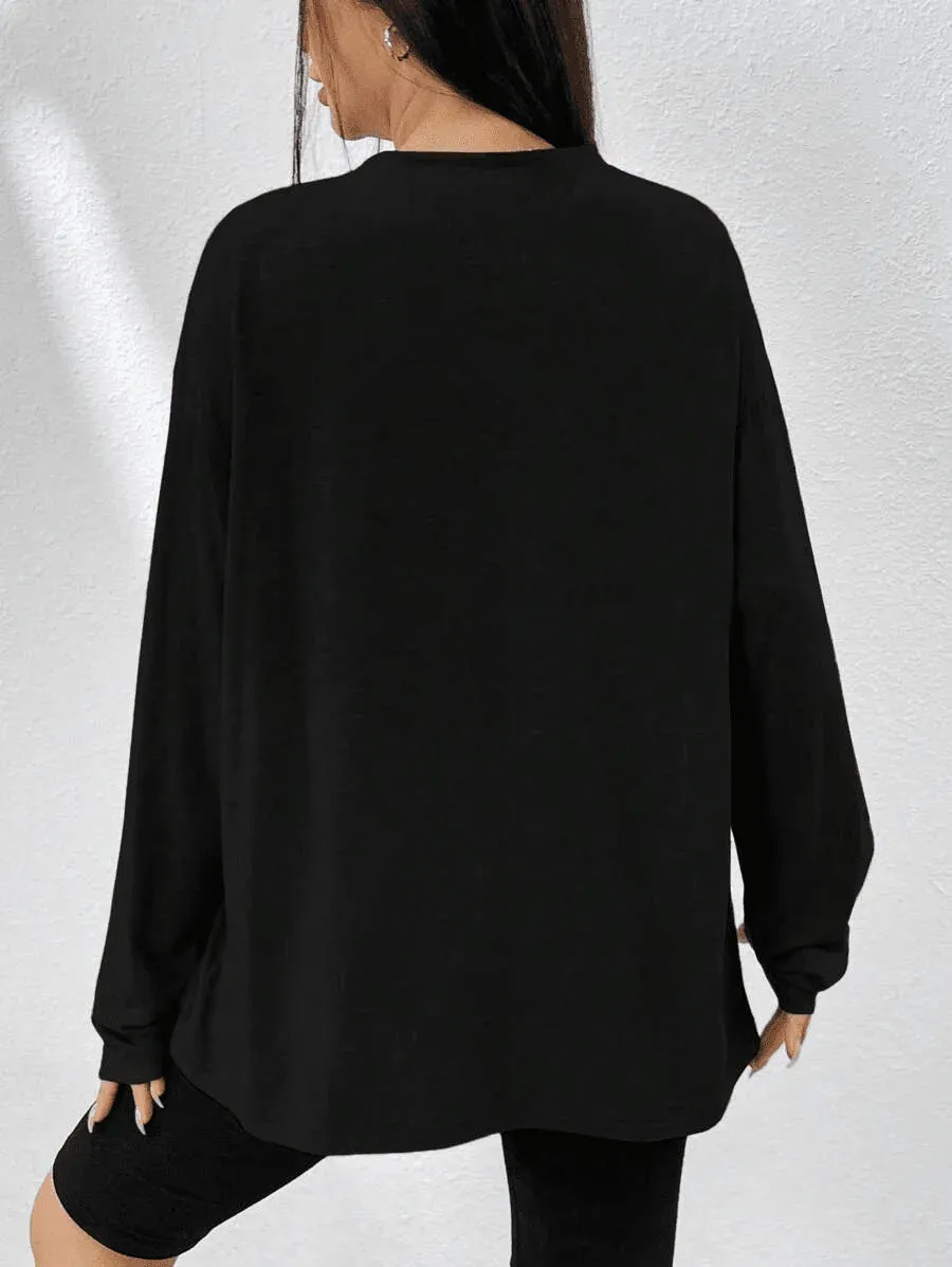 SXV 'TEXAS’ Printed Aesthetic Drop Shoulder Long sleeves Oversized Baggy T-shirt