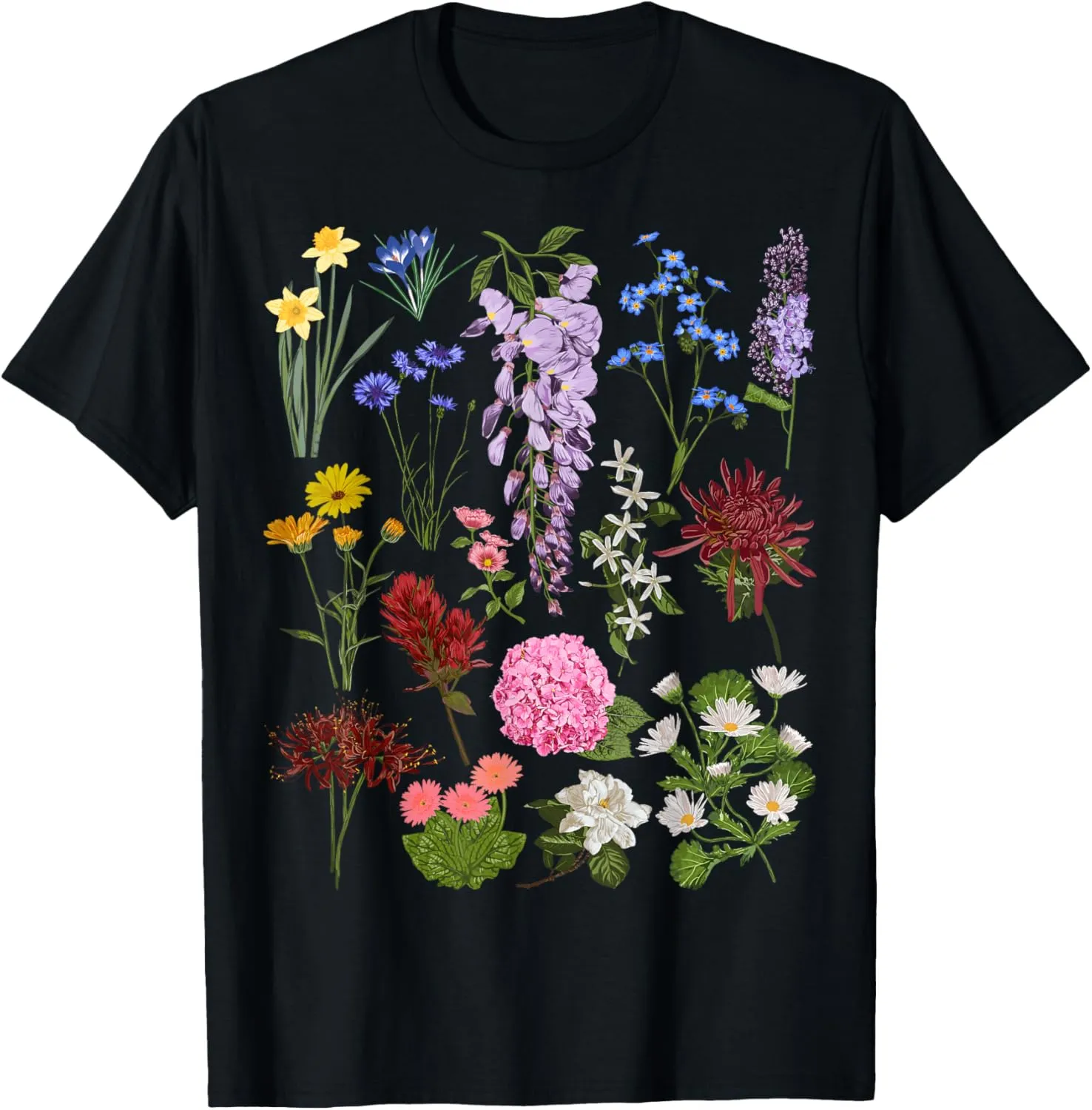 Vintage Flower Botanical Illustration Chart Plant T-Shirt