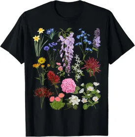 Vintage Flower Botanical Illustration Chart Plant T-Shirt