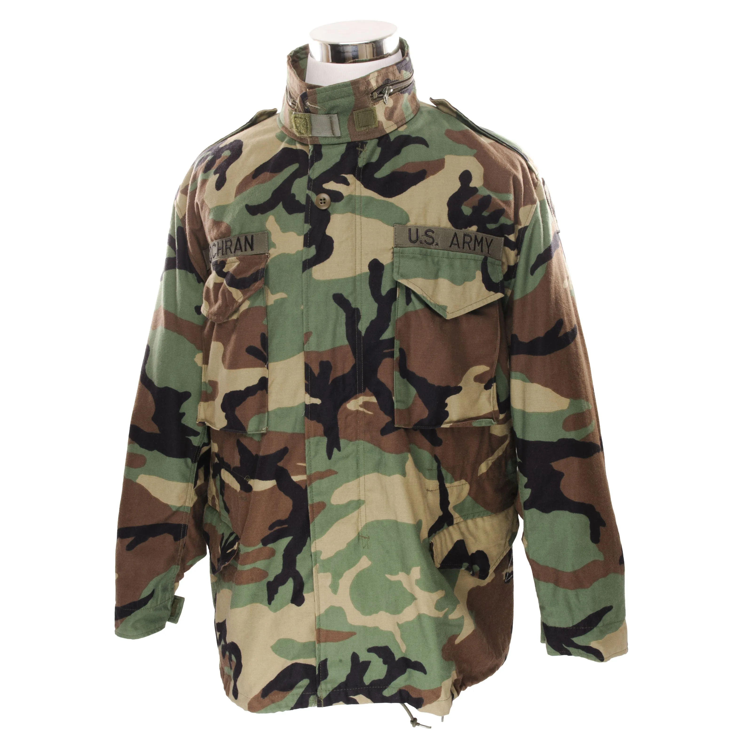 VINTAGE US ARMY M-1965 M65 WOODLAND CAMO FIELD JACKET 1999 LARGE REGULAR