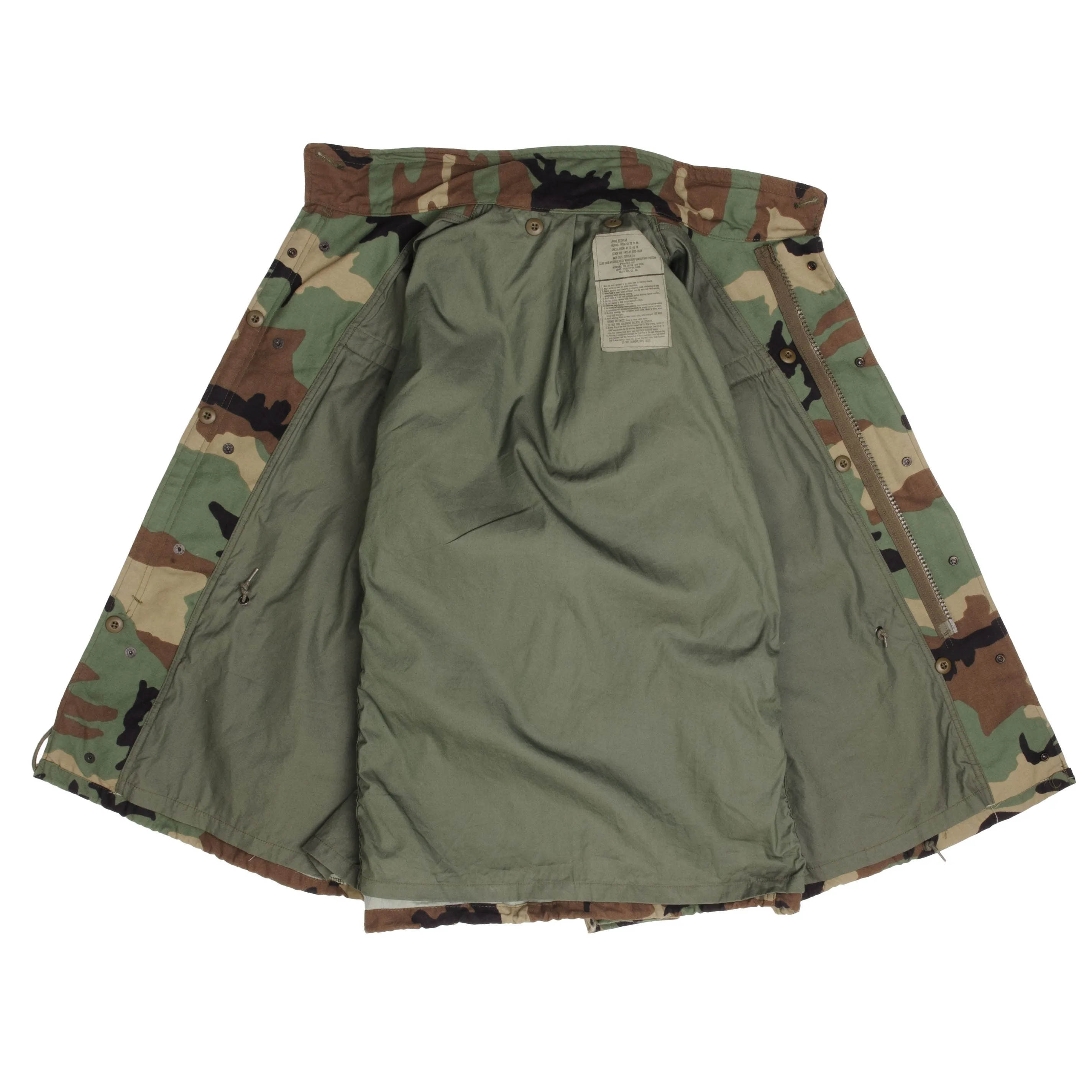 VINTAGE US ARMY M-1965 M65 WOODLAND CAMO FIELD JACKET 1999 LARGE REGULAR