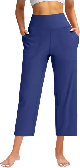Women Yoga Capri Pants 2025 High Waist Solid Pant Wide Leg Workout Crop Summer Pants for Casual, Travel, Exercise