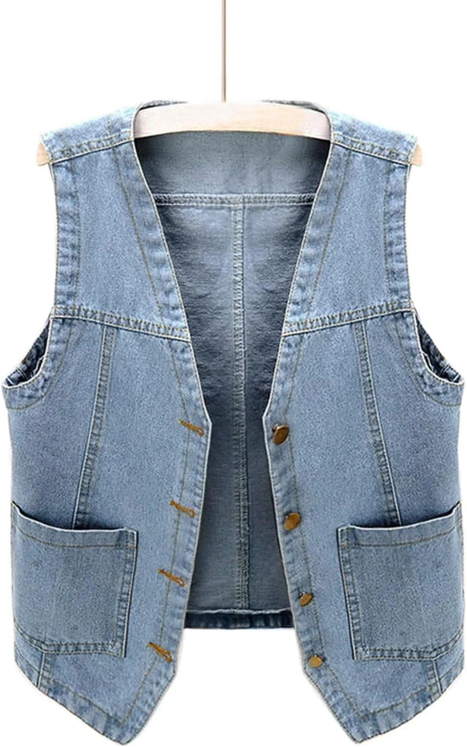 Women's Oversized Sleeveless Jean Denim Jacket Button Down Vest Top for Women Summer Fall Waistcoat Jeans Tops Coat