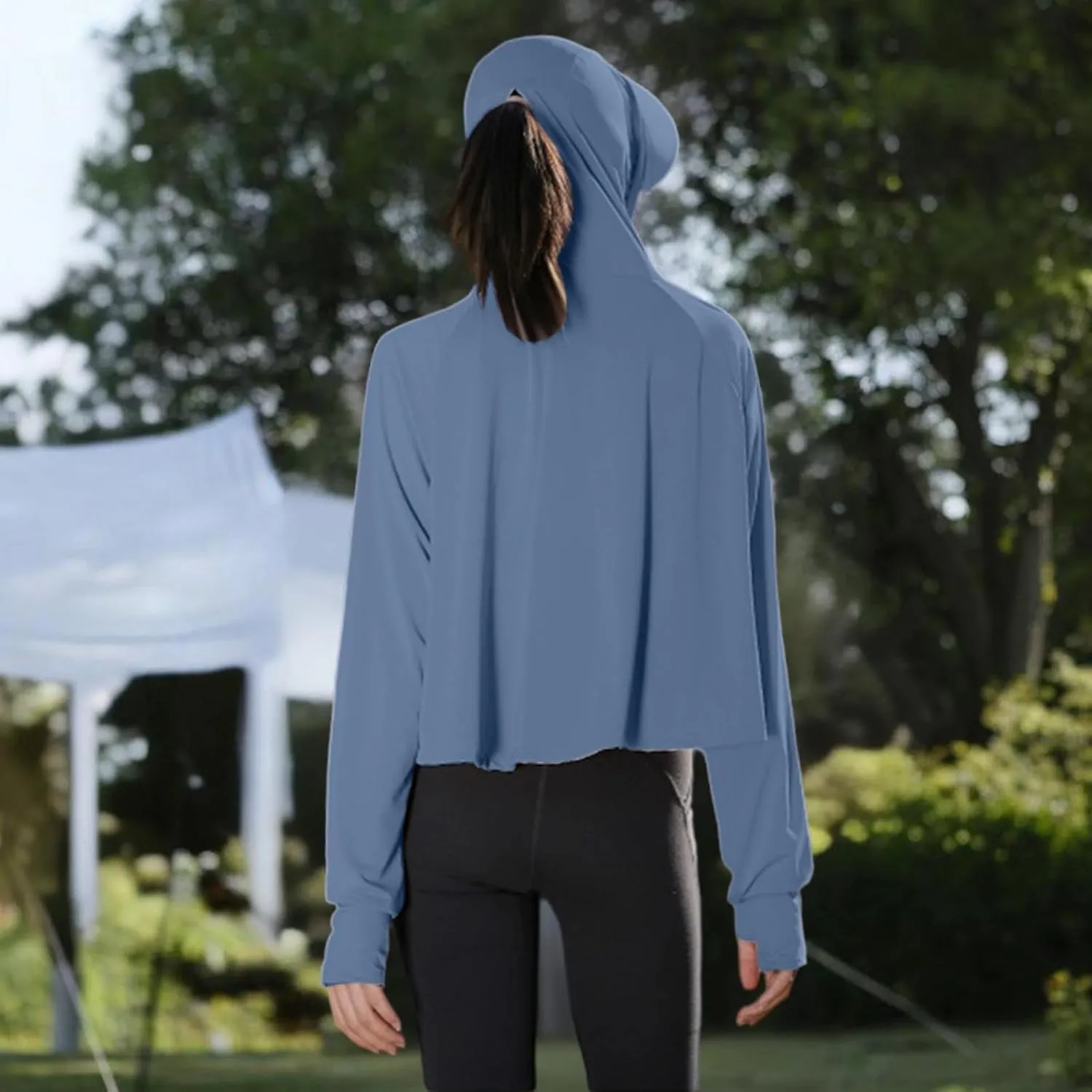 Women's SPF Hoodies Shirts UPF 50  Cropped Jacket Long Sleeve Sun Protection Clothing Full Zip Quick Dry Hiking Tops